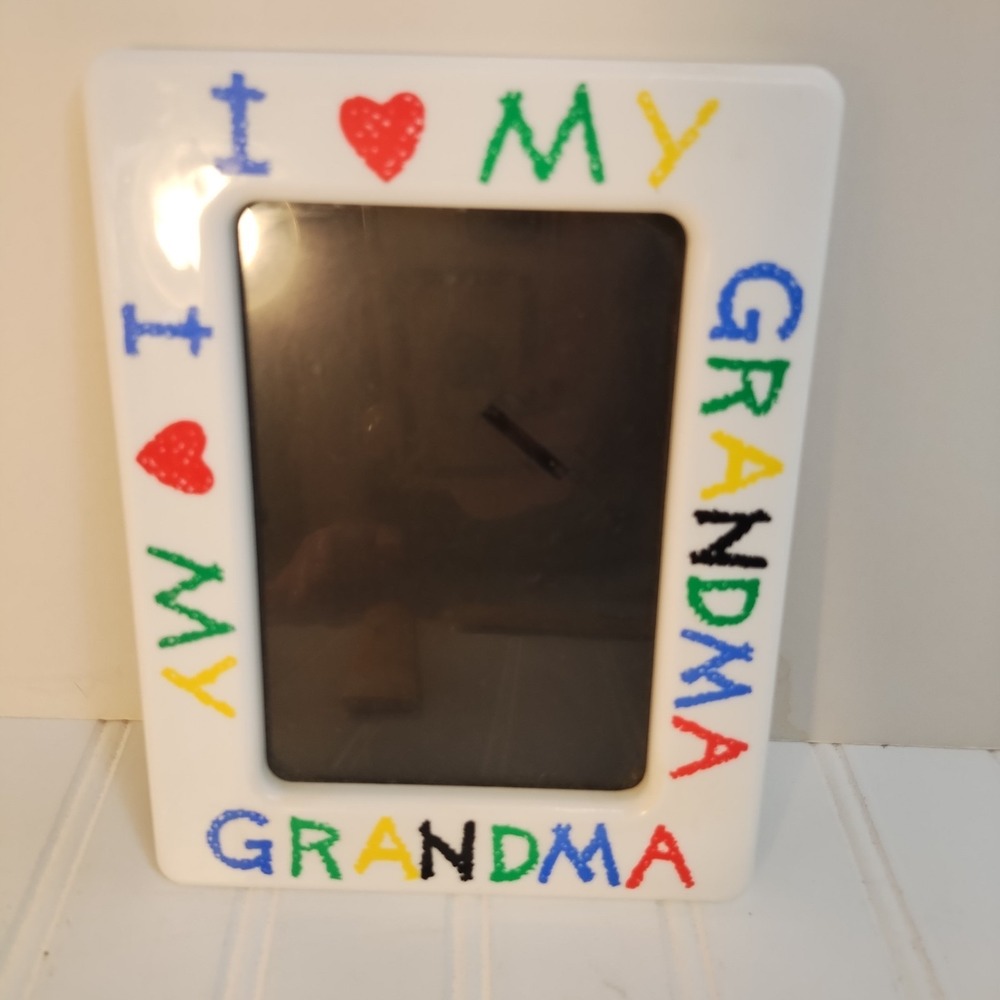I Love My Grandma Picture Frame White Colorful Hand Painted Style 5x7